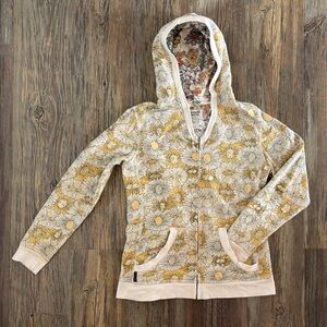 One World Live & Let Live Special Issue Full Zip Hoodie Large Yellow Sunflowers